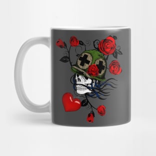 tattoo style skull with roses Mug